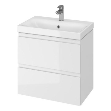 Cersanit S801-227-DSM - Viseča kopalniška omarica z umivalnikom MEDA SLIM 62x60 cm, visok sijaj bela