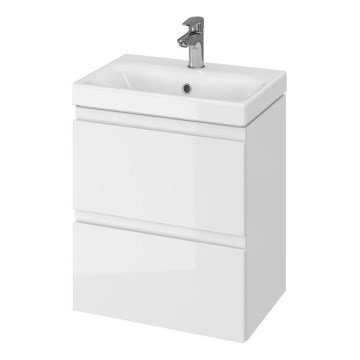 Cersanit S801-229-DSM - Viseča kopalniška omarica z umivalnikom MEDA SLIM 62x50 cm, visok sijaj bela