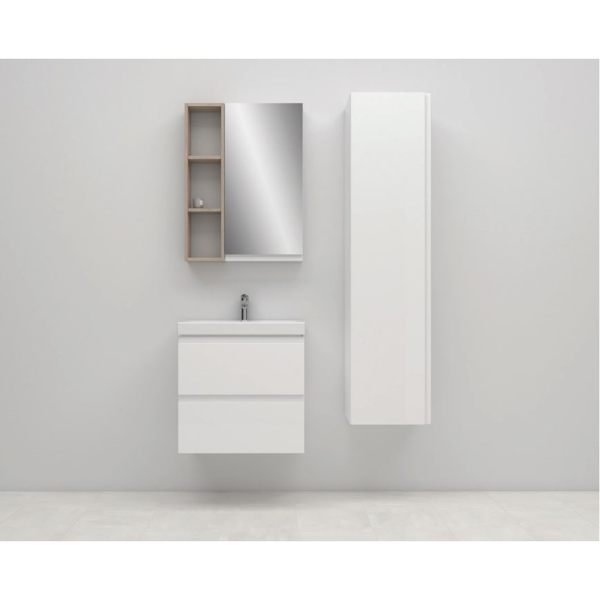 Cersanit S801-229-DSM - Stenska kopalniška omarica z umivalnikom MODUO SLIM 50x62x35 cm sijajno bela