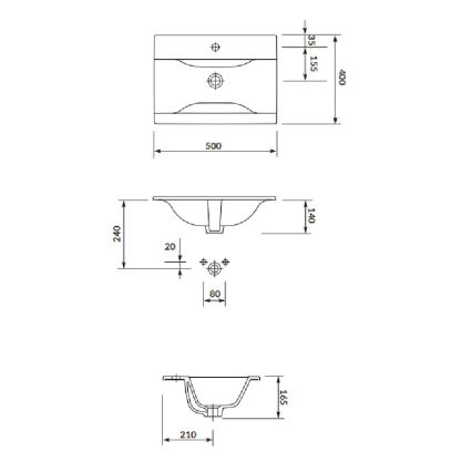 Cersanit S801-458 - Viseča kopalniška omarica z umivalnikom NIKO 50x40 cm oreh