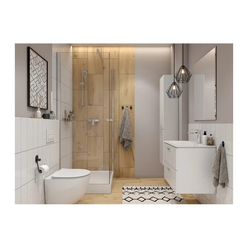 Cersanit S801-538 - Viseča kopalniška omarica z umivalnikom NIKO 80x50x45 cm bela
