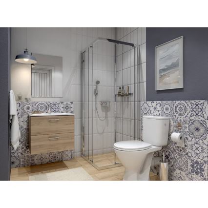 Cersanit S801-539 - Viseča kopalniška omarica z umivalnikom NIKO 80x45 cm oreh