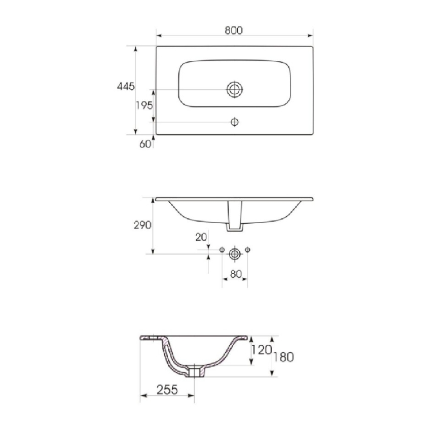 Cersanit S801-539 - Viseča kopalniška omarica z umivalnikom NIKO 80x45 cm oreh