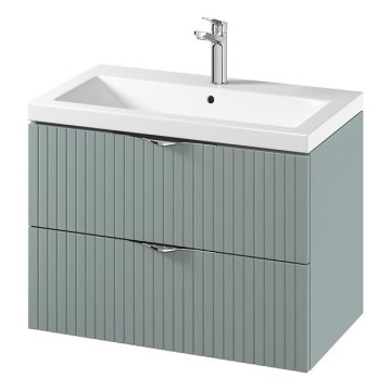 Cersanit S801-540 - Stenska kopalniška omarica z umivalnikom TIRSO 80x60x45 cm mint