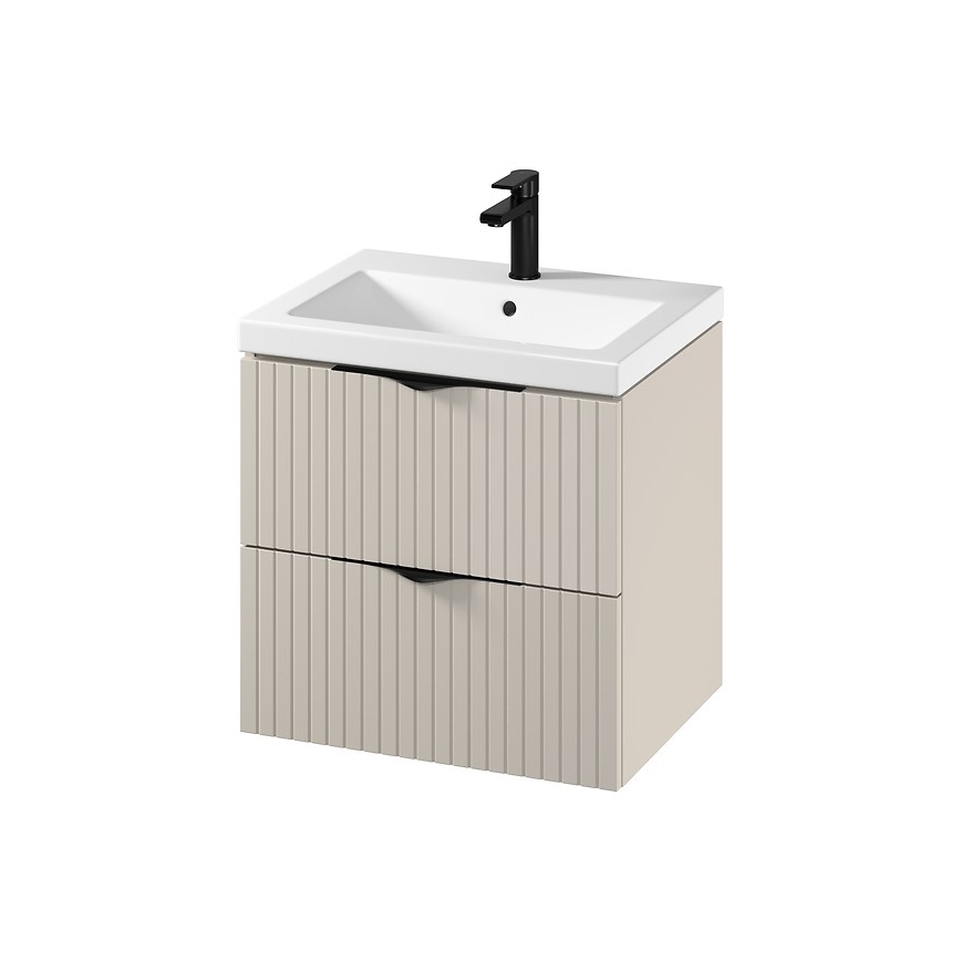 Cersanit S801-541 - Viseča kopalniška omarica z umivalnikom TIRSO 60x60x45 cm bež