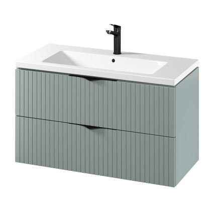 Cersanit S801-546 - Viseča kopalniška omarica z umivalnikom TIRSO 100x60x45 cm mentolna