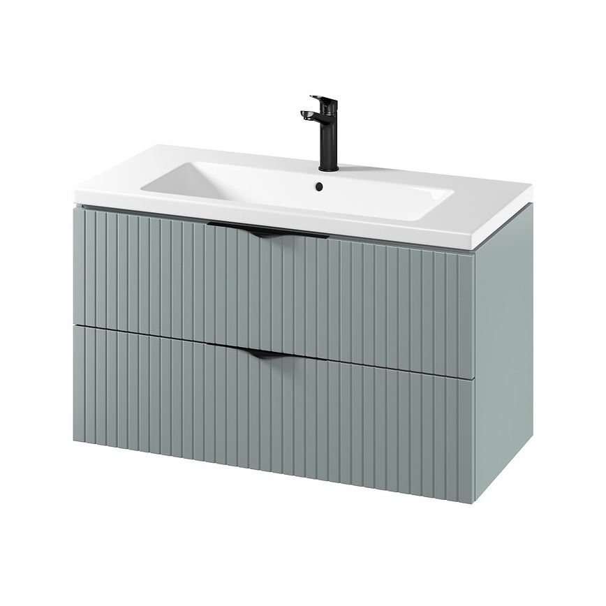 Cersanit S801-546 - Viseča kopalniška omarica z umivalnikom TIRSO 100x60x45 cm mentolna
