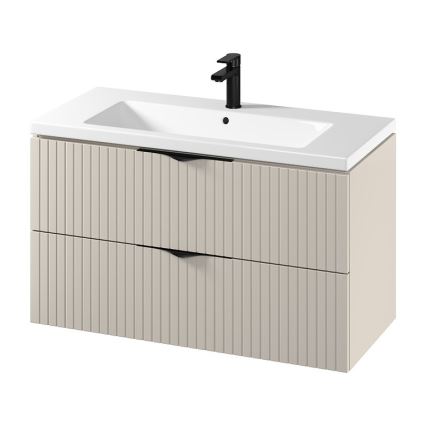 Cersanit S801-548 - Viseča kopalniška omarica z umivalnikom TIRSO 100x60x45 cm bež