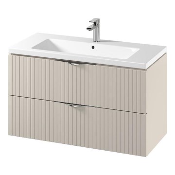 Cersanit S801-548 - Viseča kopalniška omarica z umivalnikom TIRSO 100x60x45 cm bež