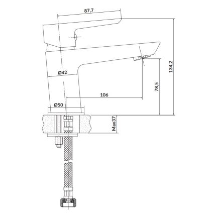 Cersanit S951-045 - Pipa za umivalnik MILLE 13,4 cm sijajni krom + odtok