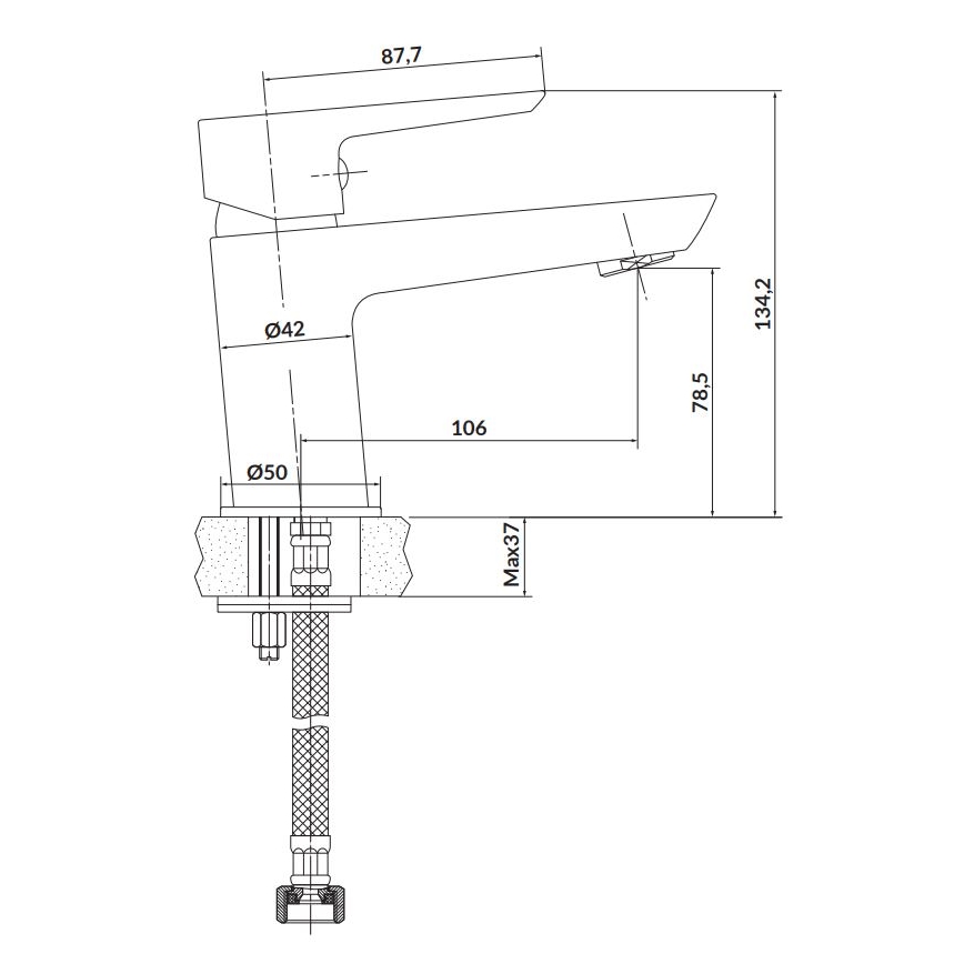 Cersanit S951-047 - Pipa za umivalnik MILLE 13,4 cm bela + odtok