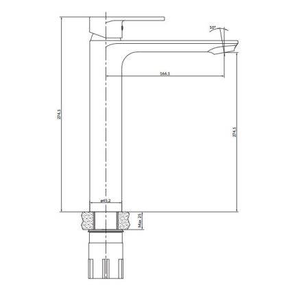 Cersanit S951-329 - Pipa za umivalnik CREA 27,4 cm sijajni krom