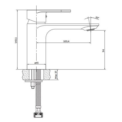 Cersanit S951-334 - Pipa za umivalnik CREA 14,3 cm nikelj
