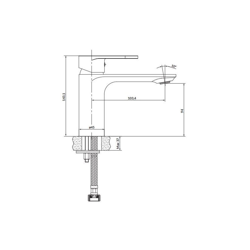 Cersanit S951-334 - Pipa za umivalnik CREA 14,3 cm nikelj