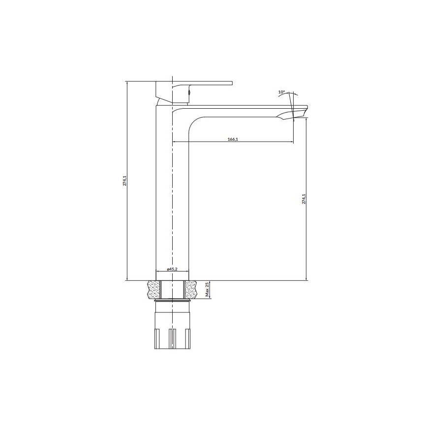 Cersanit S951-335 - Pipa za umivalnik CREA 27,4 cm nikelj