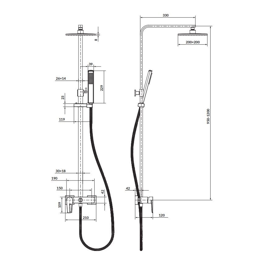 Cersanit S951-339 - Tuš set MILLE sijajni krom