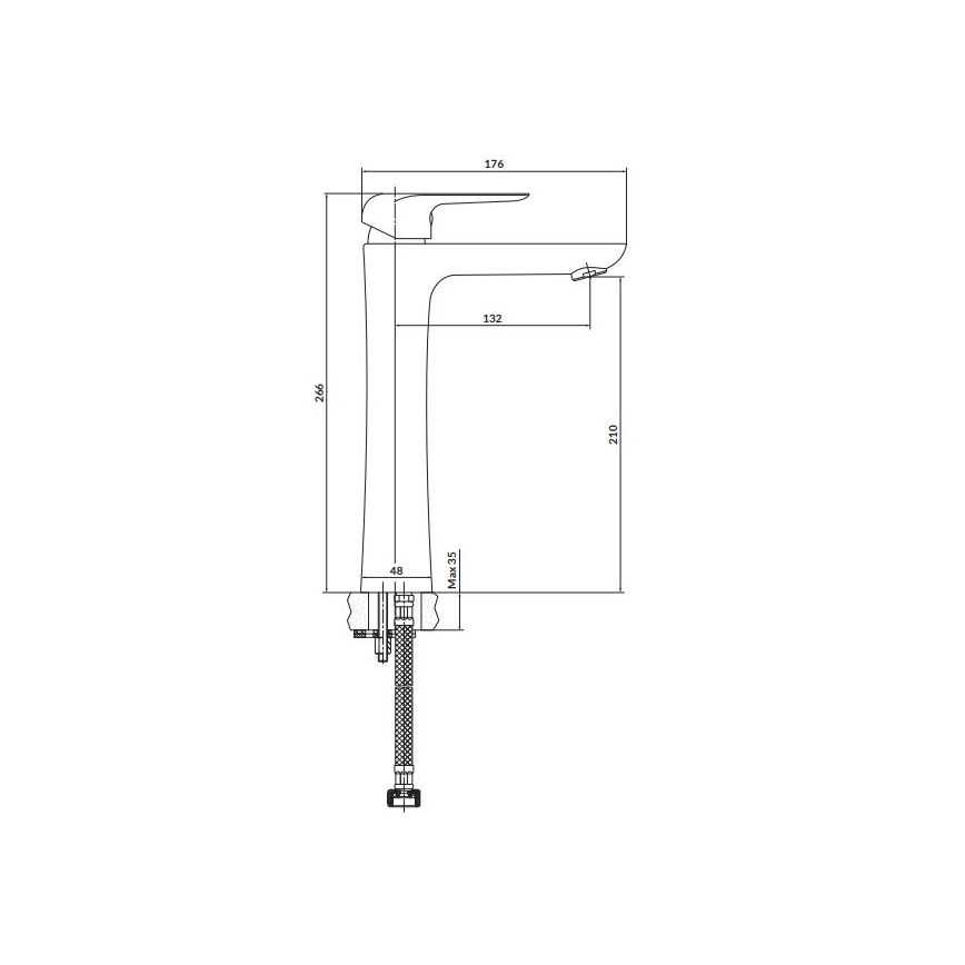Cersanit S951-360 - Pipa za umivalnik CITY 26,6 cm sijajni krom