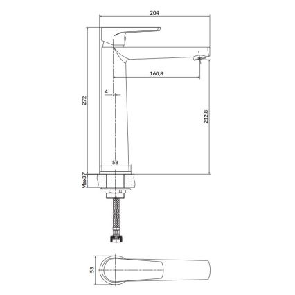 Cersanit S951-363 - Pipa za umivalnik MODUO 27,2 cm sijajni krom