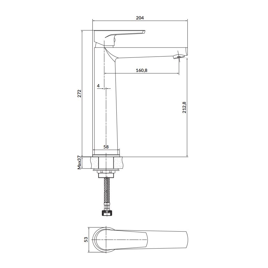Cersanit S951-363 - Pipa za umivalnik MODUO 27,2 cm sijajni krom