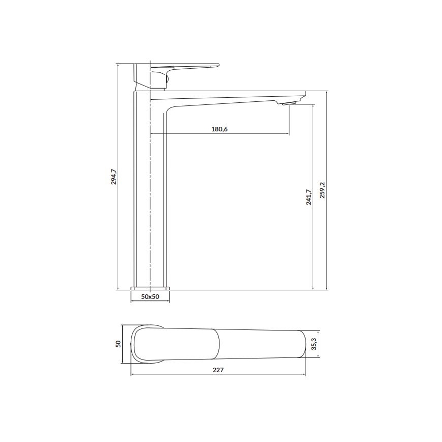 Cersanit S951-392 - Pipa za umivalnik LARGA 29,5 cm sijajni krom