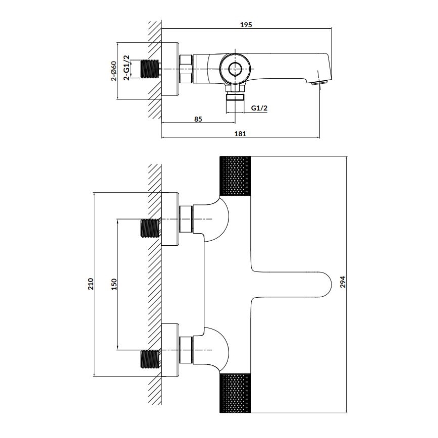 Cersanit S951-566 - Termostatska kopalna pipa ZEN črna