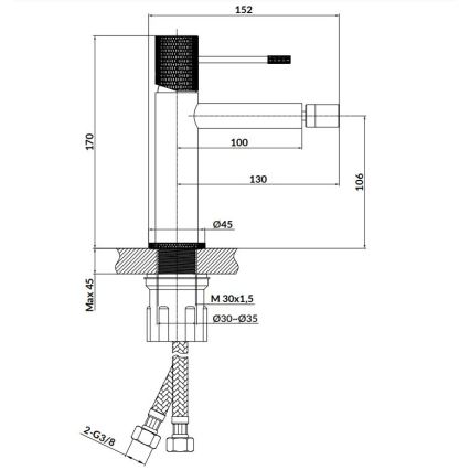 Cersanit S951-574 - Pipa za bide ZEN sijajni krom