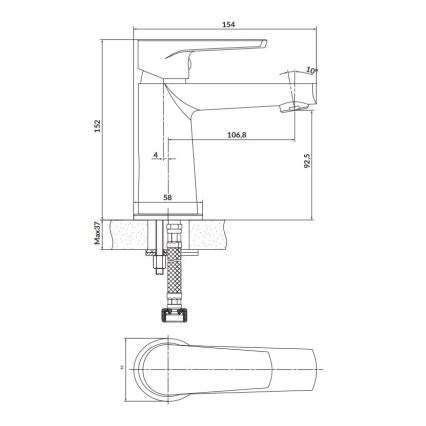 Cersanit S951-584 - Pipa za umivalnik MODUO 15,2 cm črna