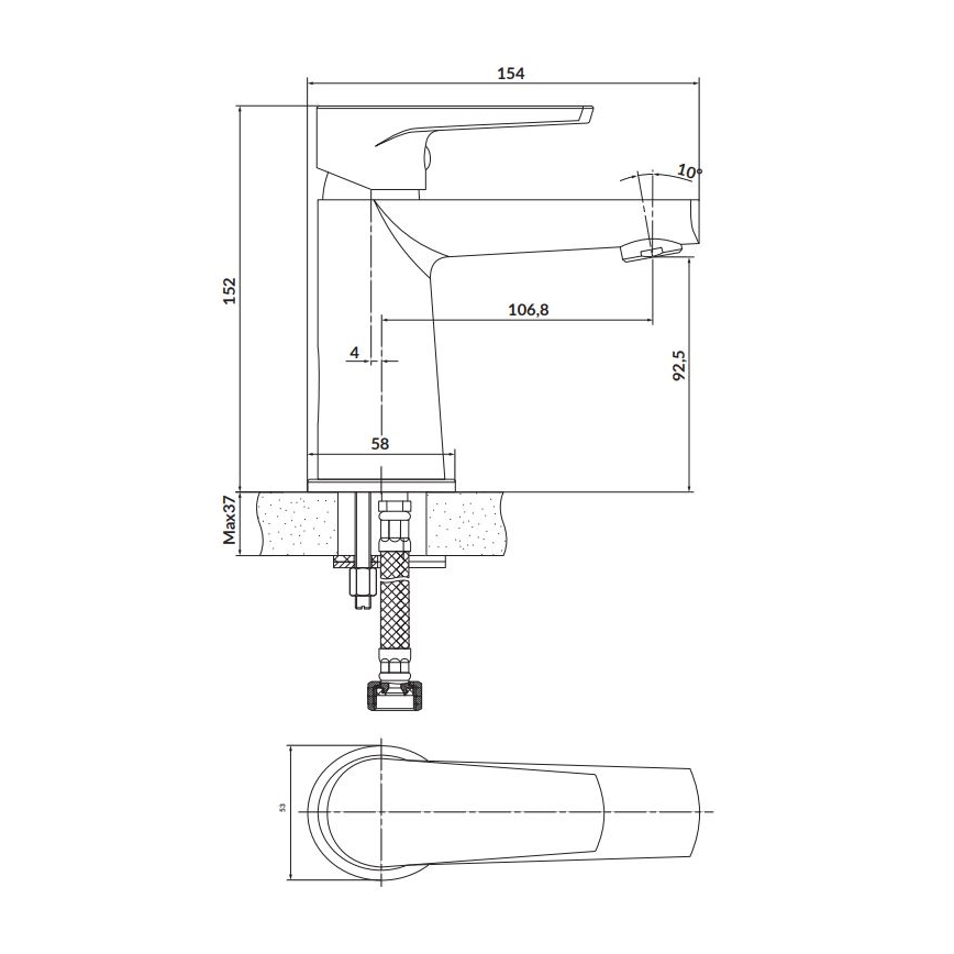 Cersanit S951-584 - Pipa za umivalnik MODUO 15,2 cm črna
