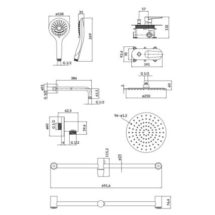 Cersanit S952-011 - Tuš komplet s podometno armaturo MODUO, sijajni krom