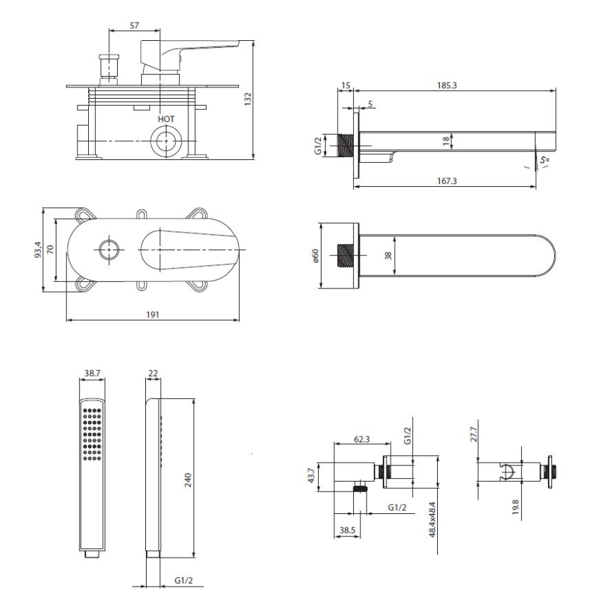 Cersanit S952-040 - Kopalniški komplet z vgradno baterijo MODUO, sijajni krom