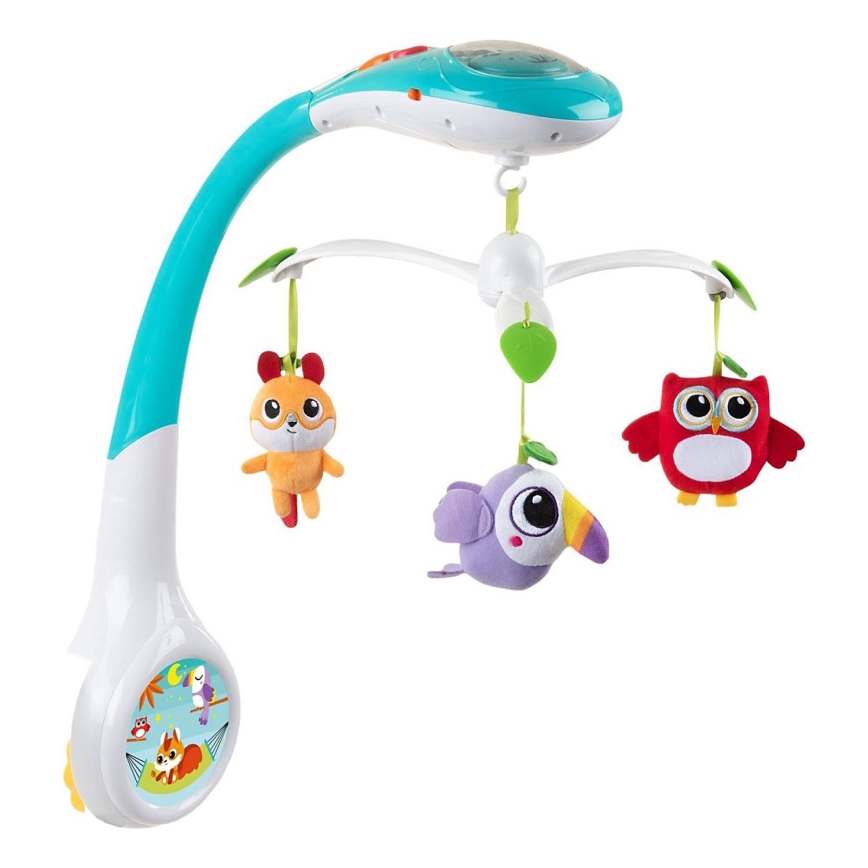 Chicco - Mobilna posteljica s projektorjem MAGIC FOREST 3xAA