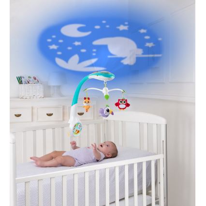 Chicco - Mobilna posteljica s projektorjem MAGIC FOREST 3xAA