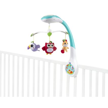 Chicco - Mobilna posteljica s projektorjem MAGIC FOREST 3xAA