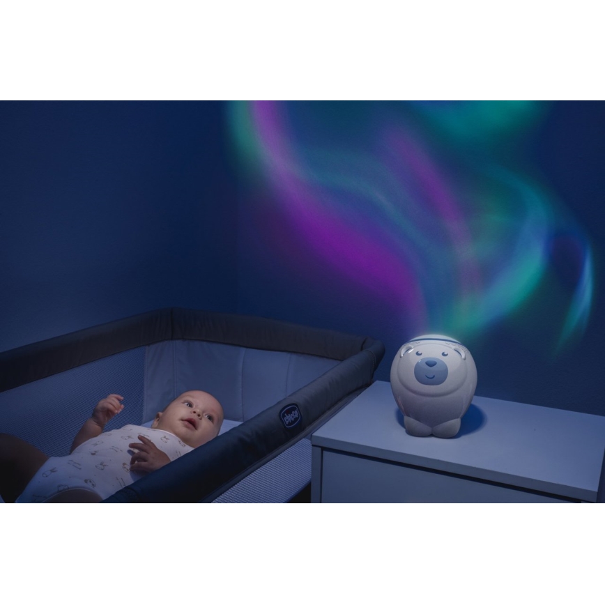 Chicco - Otroški projektor 2v1 POLAR BEAR 3xAA modra