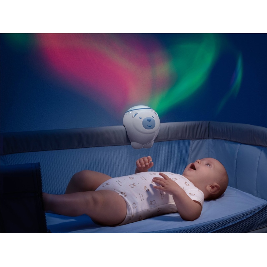 Chicco - Otroški projektor 2v1 POLAR BEAR 3xAA modra