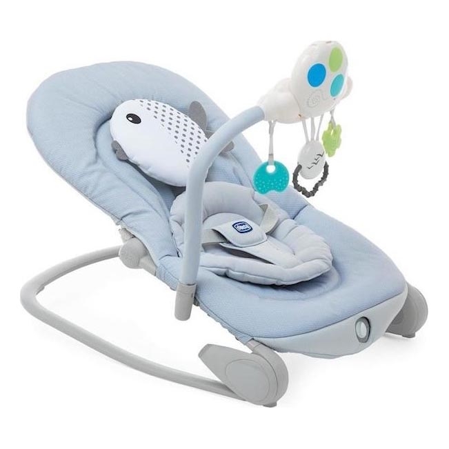 Chicco - Otroški vibrajoči ležalnik z melodijo BALLOON Dots 2xAA + 1xLR20 modra