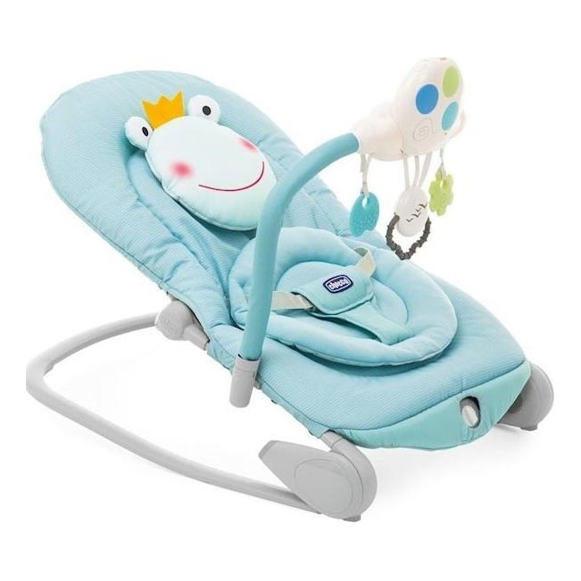 Chicco - Otroški vibrirajoči ležalnik z melodijo BALLOON Froggy modra