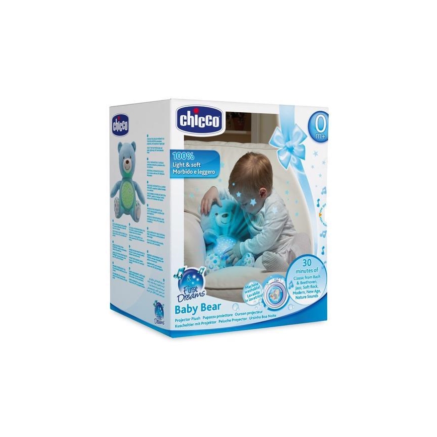 Chicco - Projektor z melodijo BABY BEAR 3xAAA moder