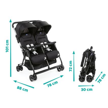 Chicco - Voziček za dvojčke OHLALA TWIN Black Night črna