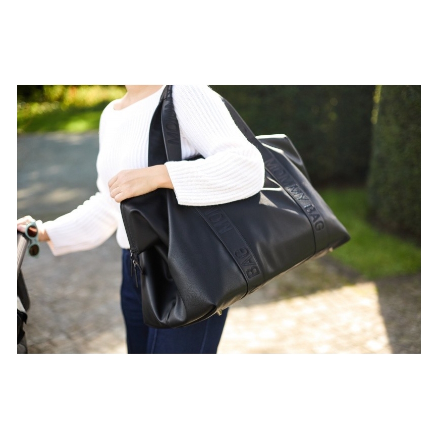 Childhome - Previjalna torba MOMMY BAG LEATHER črna
