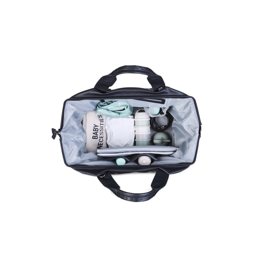 Childhome - Previjalna torba MOMMY BAG LEATHER črna
