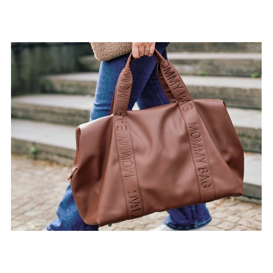 Childhome - Previjalna torba MOMMY BAG LEATHER rjava