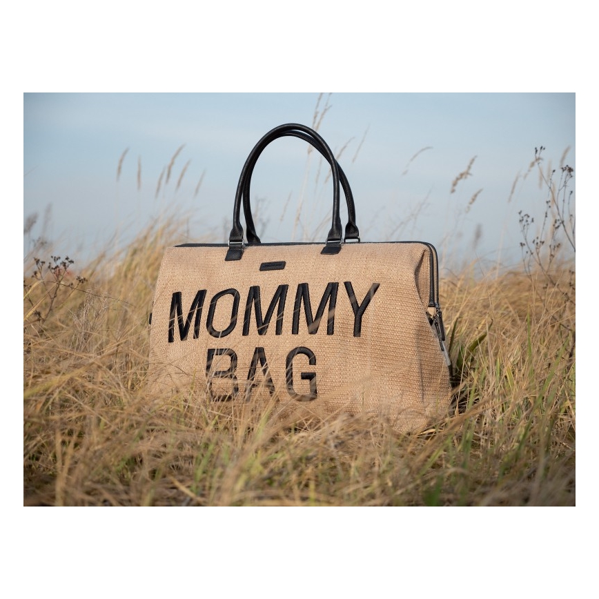 Childhome - Previjalna torba MOMMY BAG RAFFIA LOOK bež