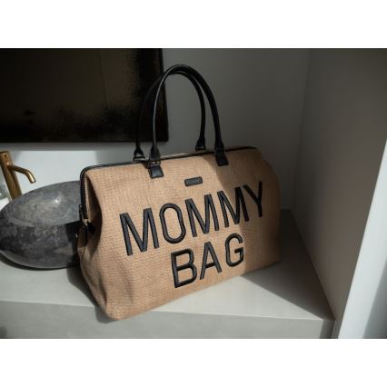Childhome - Previjalna torba MOMMY BAG RAFFIA LOOK bež