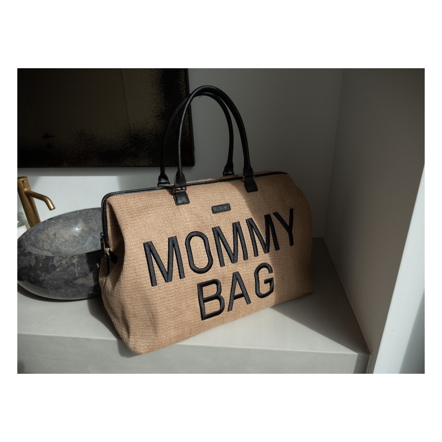 Childhome - Previjalna torba MOMMY BAG RAFFIA LOOK bež