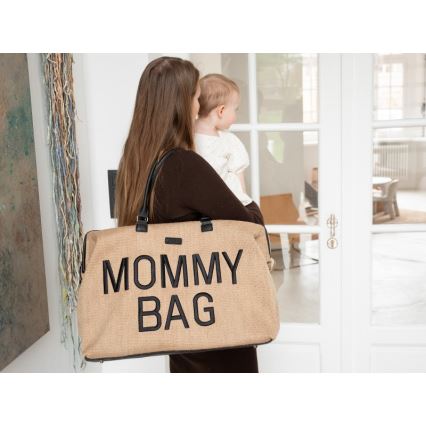 Childhome - Previjalna torba MOMMY BAG RAFFIA LOOK bež