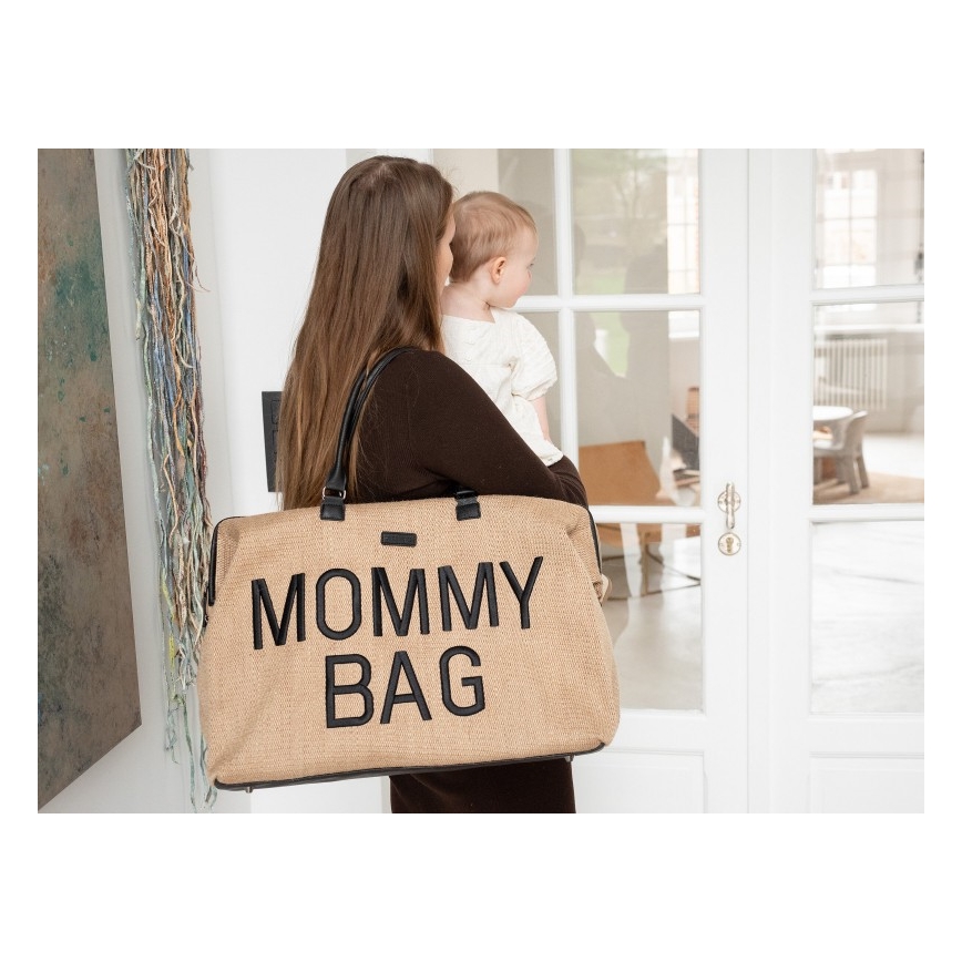 Childhome - Previjalna torba MOMMY BAG RAFFIA LOOK bež