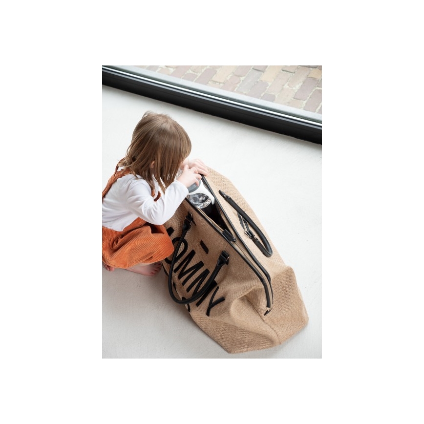 Childhome - Previjalna torba MOMMY BAG RAFFIA LOOK bež