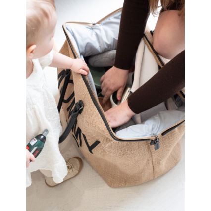 Childhome - Previjalna torba MOMMY BAG RAFFIA LOOK bež