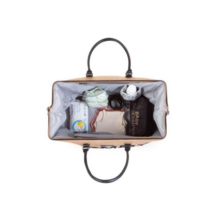 Childhome - Previjalna torba MOMMY BAG RAFFIA LOOK bež
